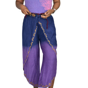 Vintage Wrap Pants Purple Tie Dye Gradient Tulip Harem Genie Hammer One Size